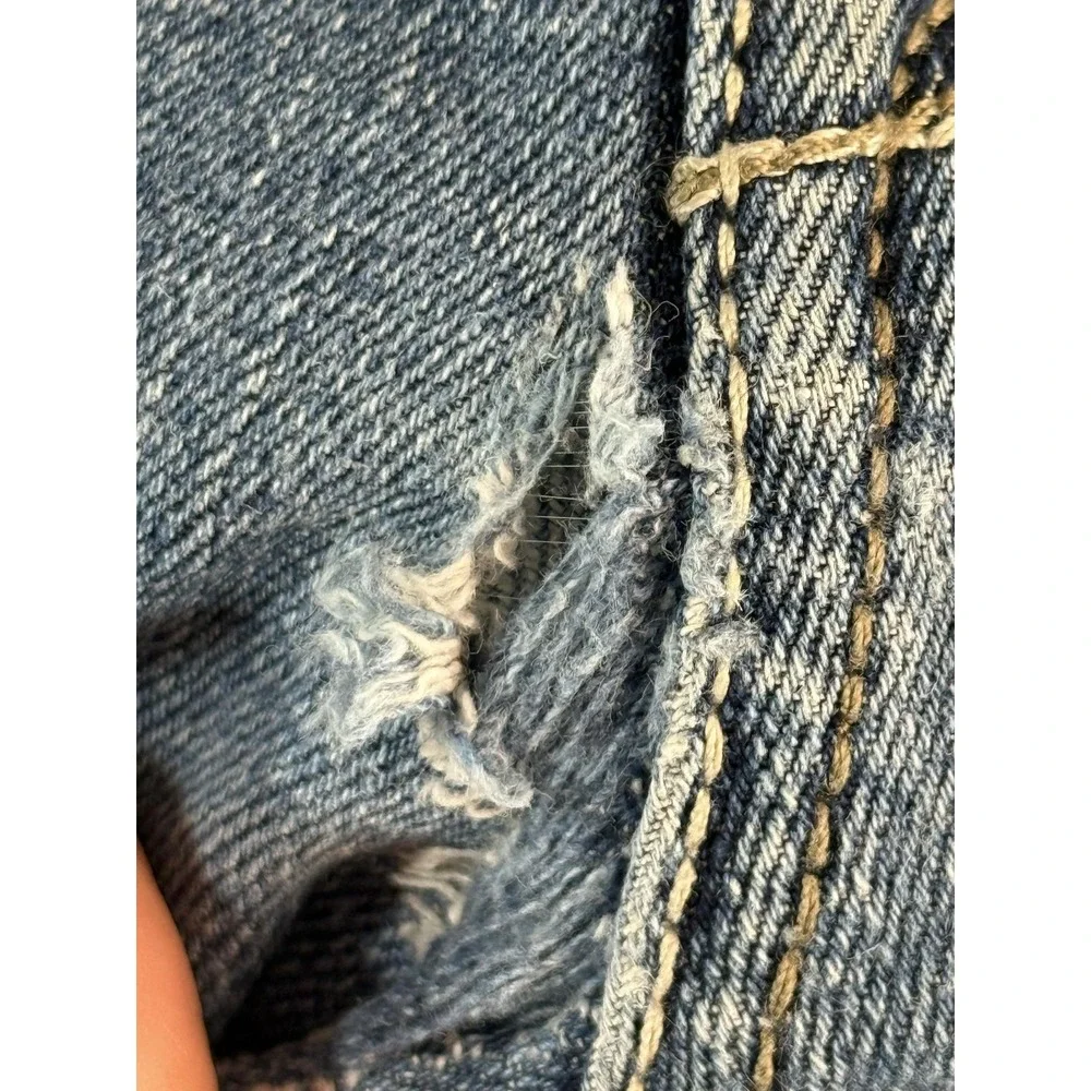 Ariat M5 Slim Straight Jeans Mens 38x36 Med Wash Blue Straight Distressed Denim